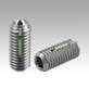 带内六角和顶珠的弹簧柱塞，不锈钢，标准弹簧弹力，带螺纹锁