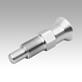 Indexing plungers, stainless steel with stainless steel mushroom grip and extended indexing pin, without locking slot or locknut