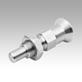 Indexing plungers, stainless steel with stainless steel mushroom grip, extended indexing pin and locknut