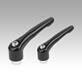 Clamping levers, zinc, with internal thread, threaded insert blue passivated steel, satin finish