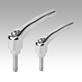 Clamping levers, zinc, with external thread, threaded insert blue passivated steel, high-gloss chromed