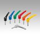Clamping levers, zinc, with external thread, threaded insert blue passivated steel, matt textured