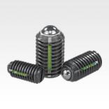 带槽和滚珠的弹簧柱塞，钢制，带螺纹锁