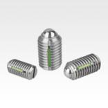 带槽和滚珠的弹簧柱塞，不锈钢，带螺纹锁