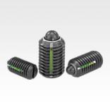 带槽和压杆的弹簧柱塞，钢制，带螺纹锁