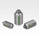 带槽和压杆的弹簧柱塞，不锈钢，带螺纹锁