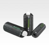 带内六角螺钉和 POM 制压杆的弹簧柱塞，钢制，带螺纹锁