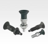 钢制或不锈钢锁紧柱塞，带塑料蘑菇头把手和加长锁紧销 - inch