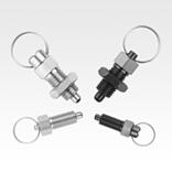 Indexing plungers, steel or stainless steel with stainless steel pull ring