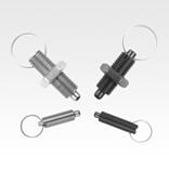 Indexing plungers, steel or stainless steel without collar, with stainless steel pull ring