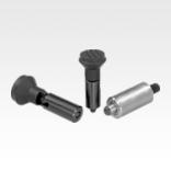 钢制或不锈钢锁紧柱塞，光滑型，无轴环，带塑料蘑菇头把手，带顶盖