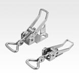 Latches, steel or stainless steel, with adjustable triangular swing bail for up to 700N, fastening holes visible