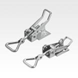 Latches, steel or stainless steel, with adjustable triangular swing bail for up to 900N, fastening holes visible
