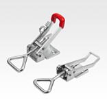 Latches, steel or stainless steel, with adjustable triangular swing bail for up to 1000N, fastening holes visible