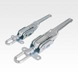 带拉环的钢制或不锈钢可调搭扣，承载力可达 30500N，侧面旋拧孔，重型