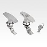 带 T 型把手的不锈钢 1.4401 旋转锁销，可锁定式，外壳直径 32 mm