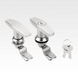 带 T 型把手的不锈钢 1.4301 旋转锁销，可锁定式，外壳直径 32 mm