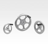 不锈钢板制成的辐条式手轮，可通过曲柄旋转