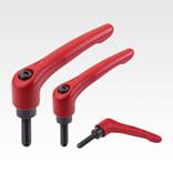 带外螺纹的钢制锁紧手柄，红宝石色涂层，钢制螺纹嵌入件经氧化处理 - inch