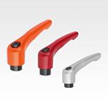 带内螺纹的压铸锌锁紧手柄，哑光丝面处理，钢制螺纹嵌入件经氧化处理，inch