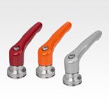 带内螺纹和夹紧加强垫的压铸锌锁紧手柄，哑光丝面处理，不锈钢螺纹嵌入件