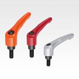 带外螺纹的压铸锌锁紧手柄，哑光丝面处理，钢制螺纹嵌入件经氧化处理 - inch