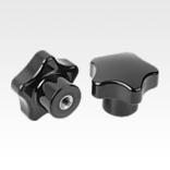 带内螺纹的塑料（热固性塑料）五星把手，钢制或不锈钢螺纹嵌入件 - inch