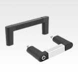 铝制弓形把手，带塑料手柄和顶盖，从操作侧安装