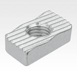 Tapped rectangular plates with toothing
for C-profile mounting rails System 41