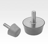橡胶金属缓冲器，不锈钢制，圆锥形 K 类，带外螺纹，灰色