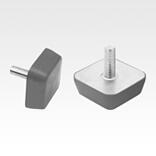 橡胶金属缓冲器，不锈钢制，正方形 KV 类，带外螺纹，灰色