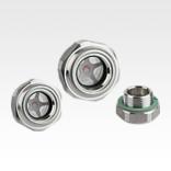 Oil level sight glasses, aluminium, glass window