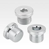 Screw plugs, steel or stainless steel, with collar and hexagon socket DIN 908