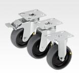 钢板转向轮和脚轮，导电，带橡胶胎面，重型规格