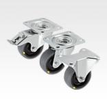 钢板转向轮和脚轮，导电，带橡胶胎面，标准型