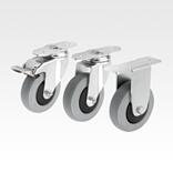 钢制转向轮和脚轮，用于铝制型材的弹性实心橡胶胎面