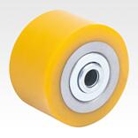 Heavy-duty wheels with polyurethane tread and steel wheel hub