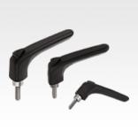 塑料锁紧手柄，符合人体工学，带外螺纹，钢制螺纹嵌入件经蓝色钝化处理