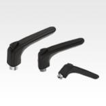 带内螺纹的塑料锁紧手柄，符合人体工学，不锈钢螺纹嵌入件