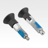 Indexing plungers ECO, steel or stainless steel with plastic mushroom grip and thread lock