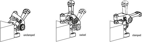 Swivel hold-down clamps mini, with cam lever