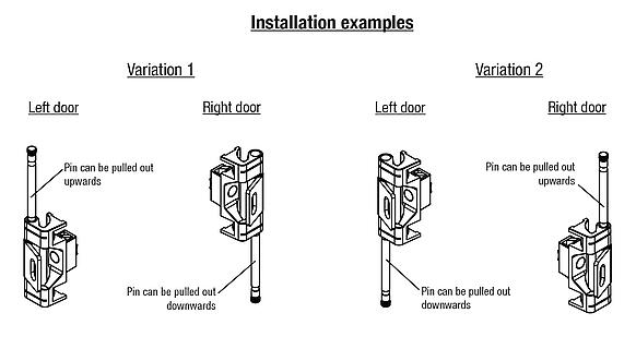 Concealed hinges die-cast zinc, steel or stainless steel, folded edge 23 mm