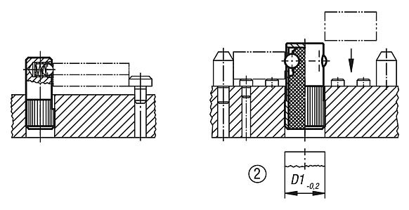 Lateral spring plungers, steel, with plastic, steel or stainless steel ball