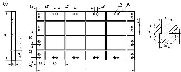 Baseplates aluminium with T-slot, Form B