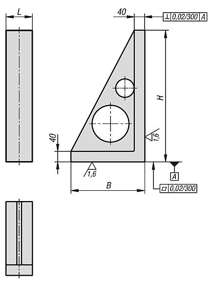 Angle plates, grey cast iron, narrow with pre-machined clamping faces