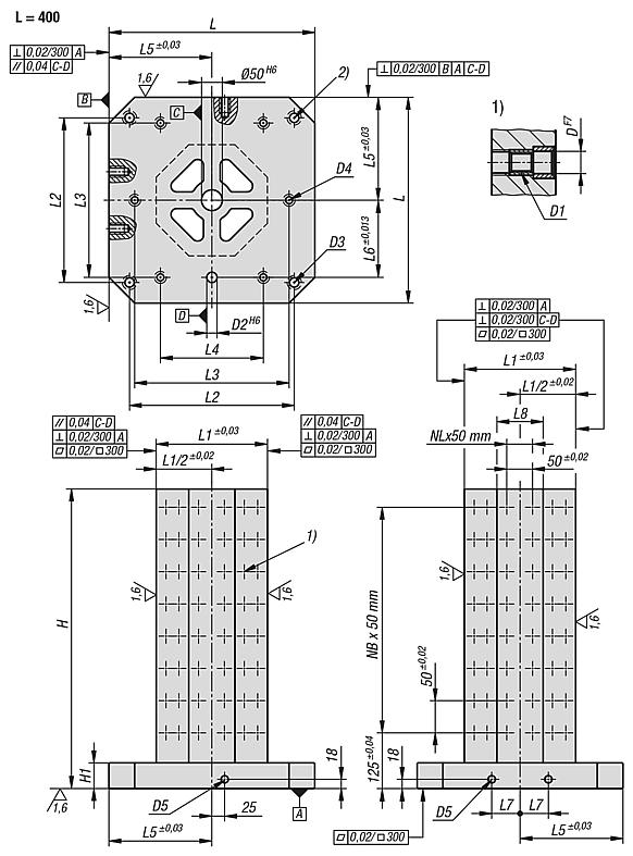灰口铸铁 8 面塔式夹具 带栅格孔