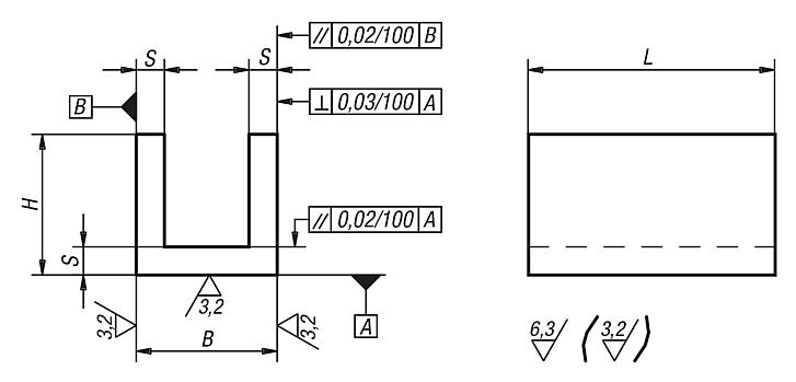 U 形型材，灰口铸铁或铝制