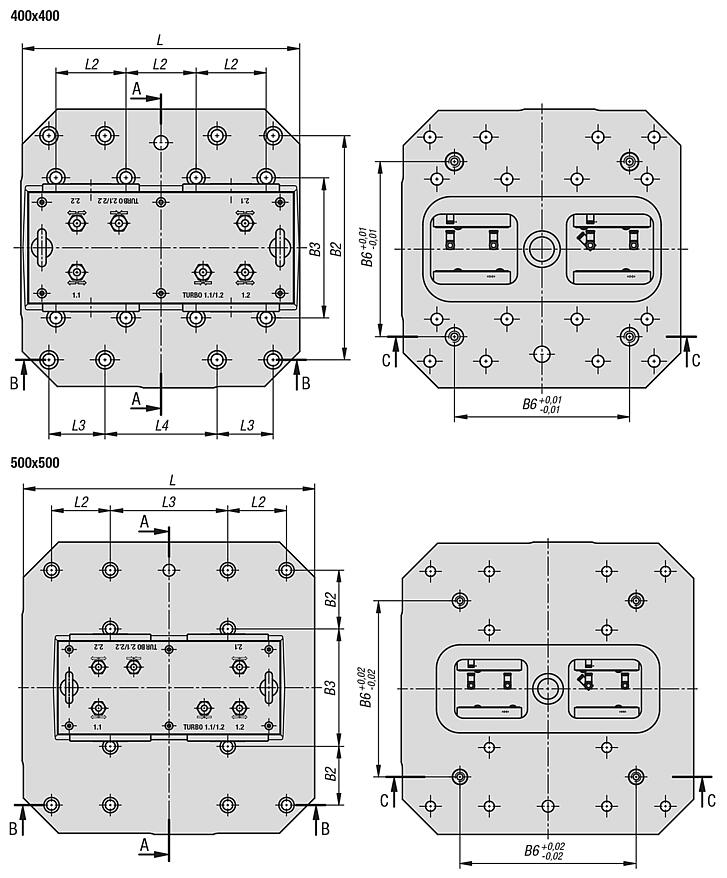 双面灰口铸铁弯板，配备 UNILOCK 零点夹紧系统