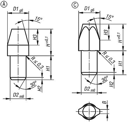 Locating pins ceramic similar to DIN 6321