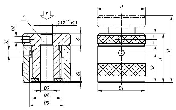 Screw rest with flat face, stainless steel